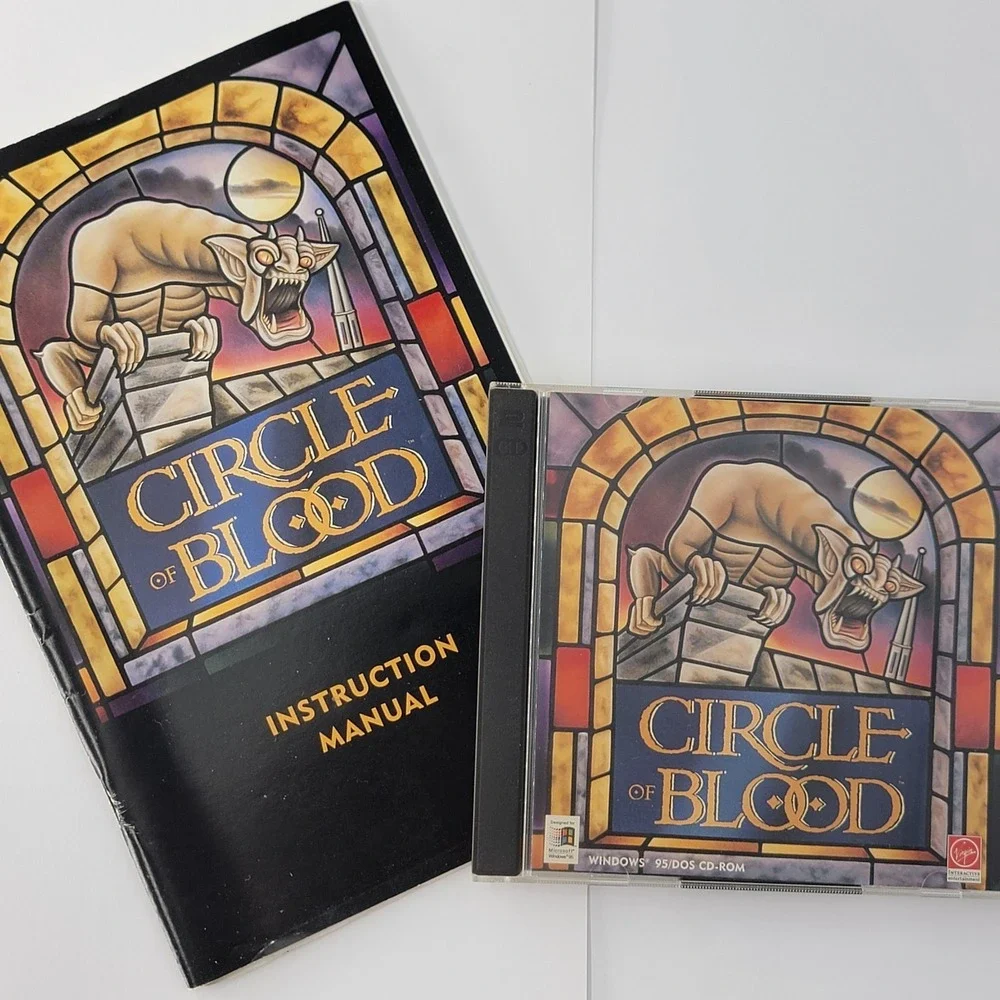 Circle of Blood (PC Windows 95 MS Dos) - 2 Discs + Manual 1996 Virgin Interacti